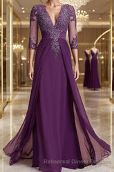 Sheath/Column Scoop Floor-Length Chiffon Mother of the Bride Dresses With Lace